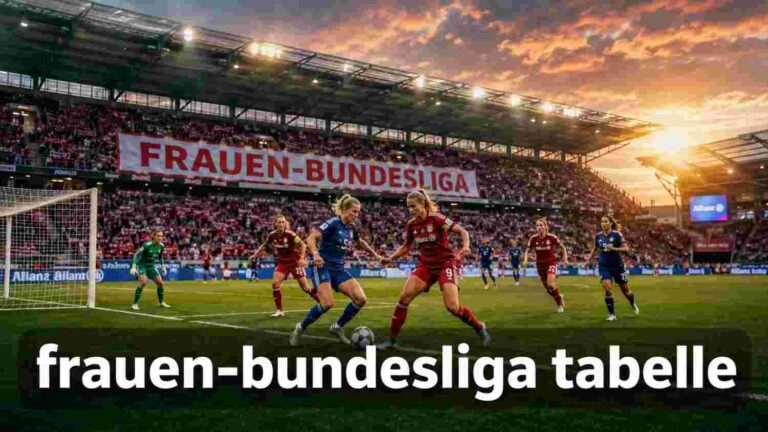Frauen-Bundesliga Tabelle: Spielerinnen im Zweikampf vor voller Kulisse im Stadion