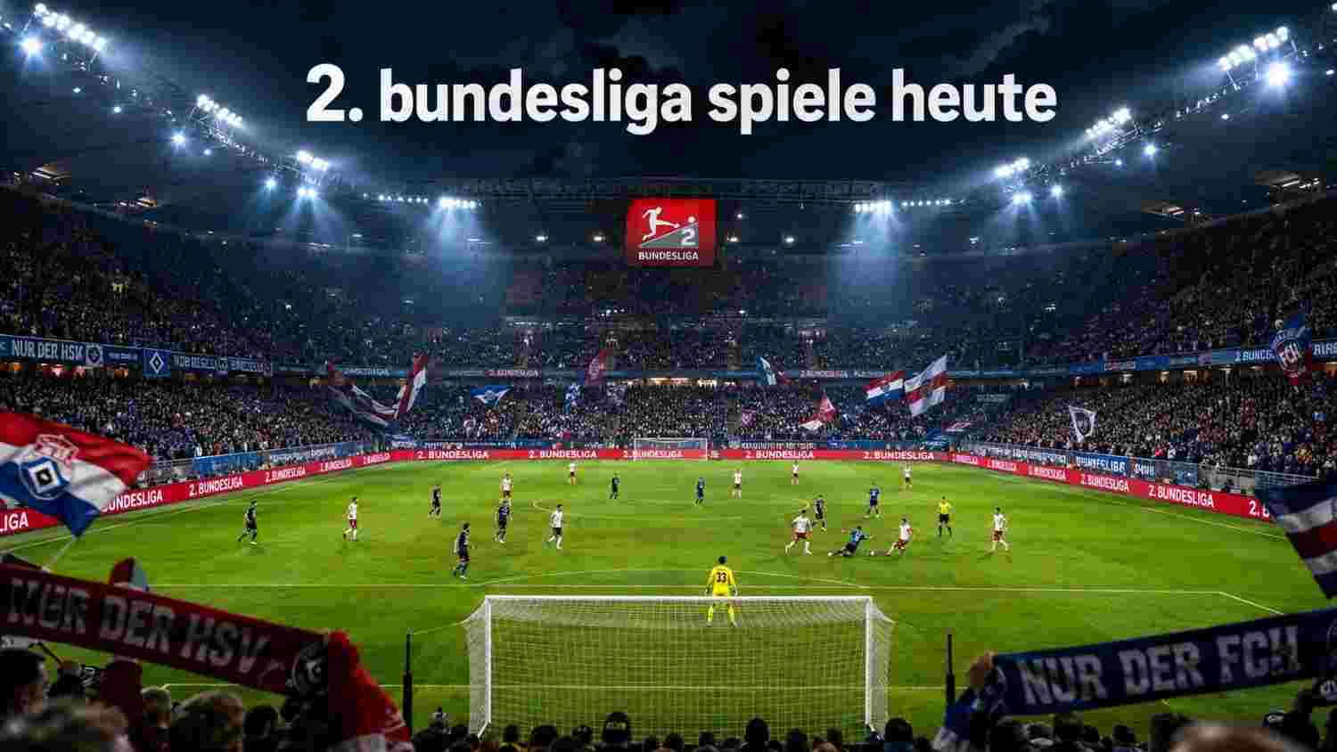 2. Bundesliga Spiele heute im Fußballstadion unter Flutlicht