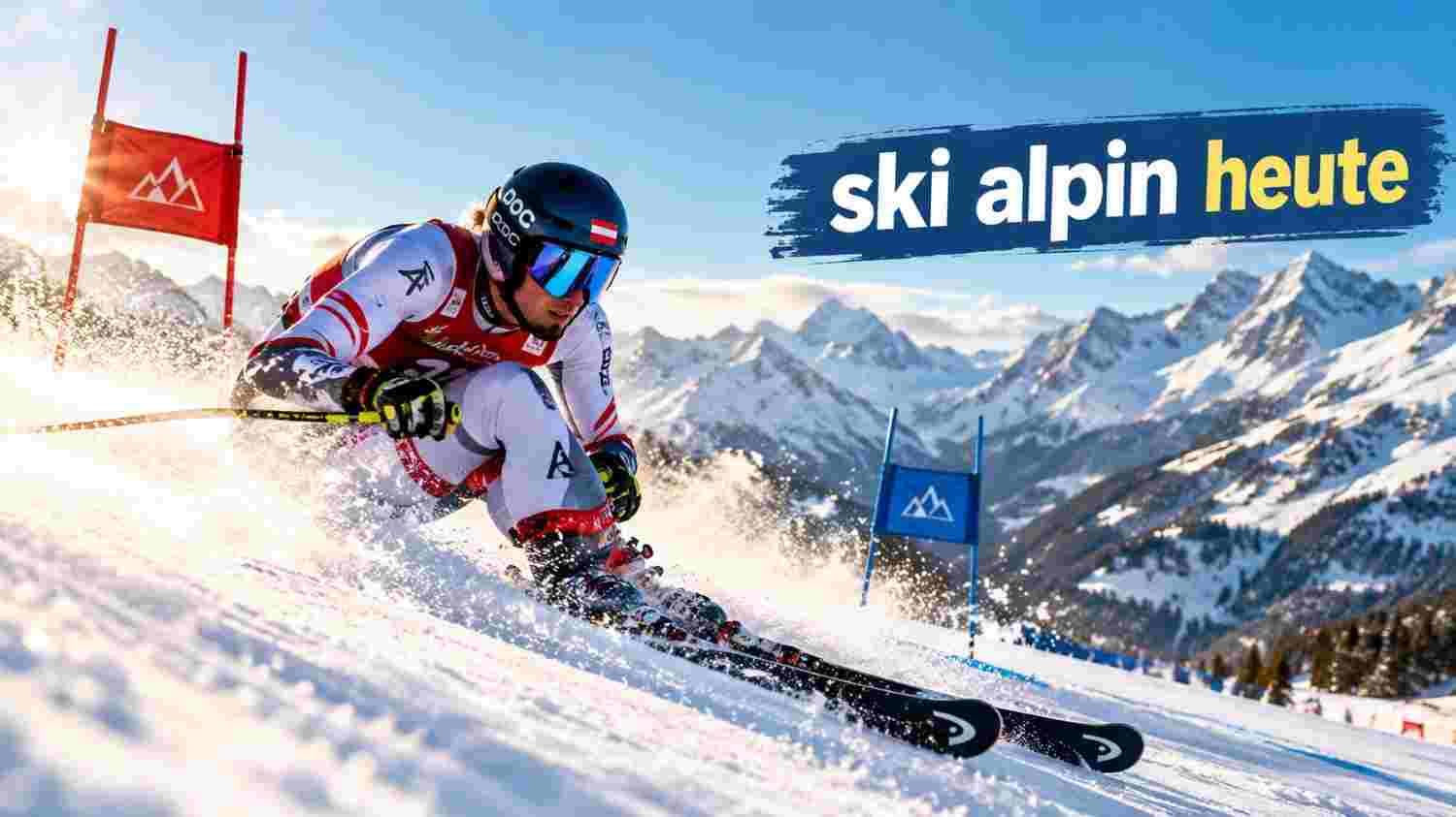 Ski Alpin heute: Weltcup-Skirennläufer carvt dynamisch am Steilhang durch ein Tor.